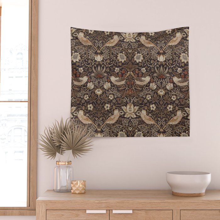 William Morris strawberry thief design Wall Tapestry Gallery Image 2
