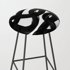 Knots Black & White Minimalist Ink Tribal Mid Century Pattern Dark Painting Pattern Stool Gallery Image 2