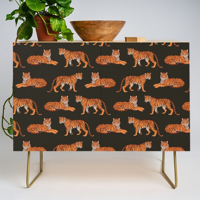 Tigers - Charcoal Black Credenza Gallery Image 1