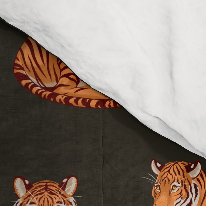 Tigers - Charcoal Black Comforter Gallery Image 4