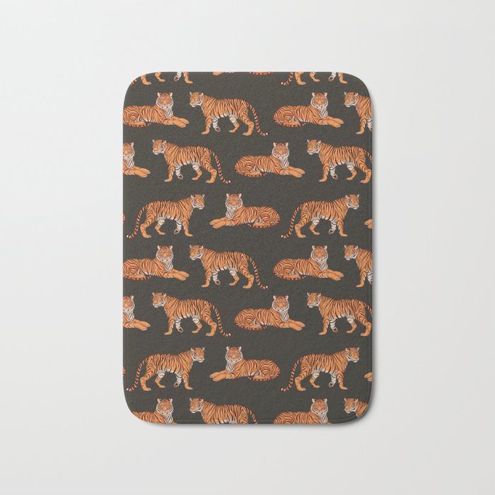 Tigers - Charcoal Black Bath Mat Gallery Image 1