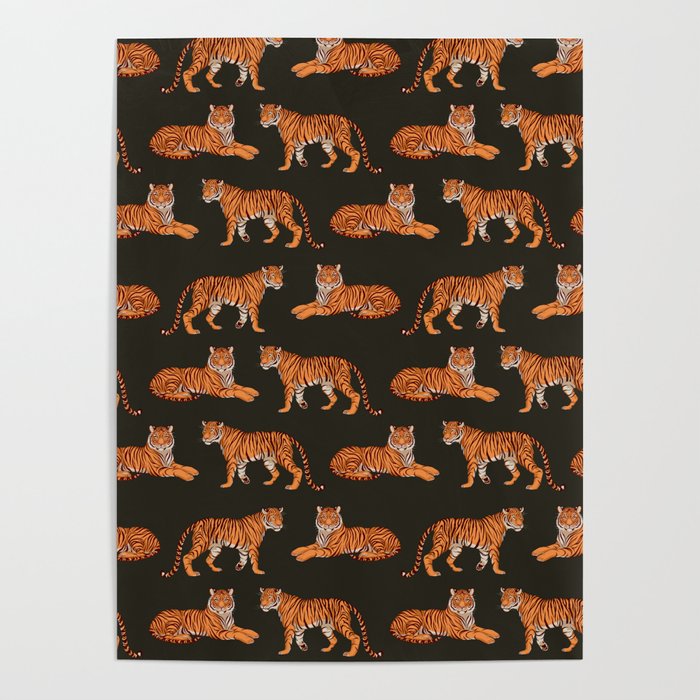 Tigers - Charcoal Black Poster Gallery Image 4