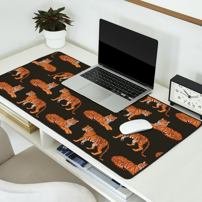 Tigers - Charcoal Black Desk Mat Gallery Image 2