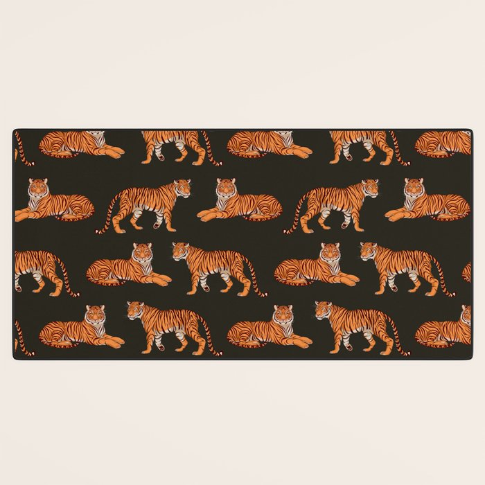 Tigers - Charcoal Black Desk Mat Gallery Image 3