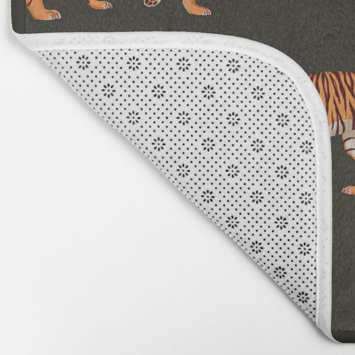 Tigers - Charcoal Black Bath Mat Gallery Image 2