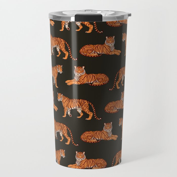 Tigers - Charcoal Black Travel Mug Gallery Image 1