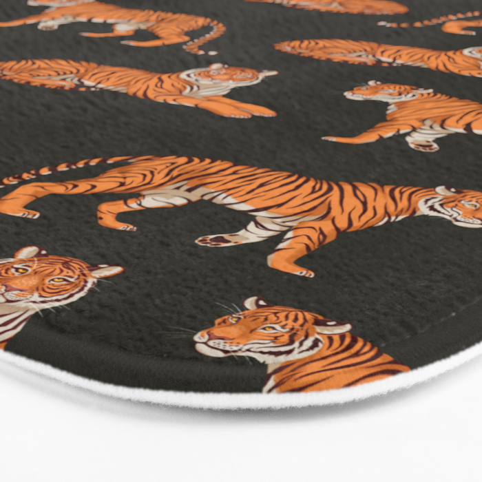 Tigers - Charcoal Black Bath Mat Gallery Image 3