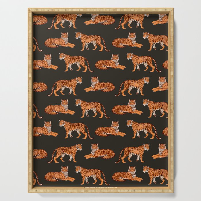 Tigers - Charcoal Black Serving Tray Gallery Image 1