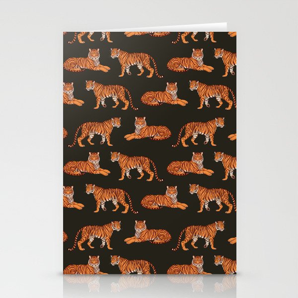 Tigers - Charcoal Black Stationery Card Gallery Image 1