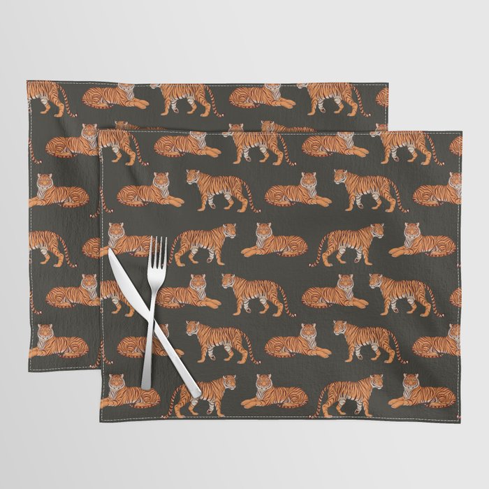 Tigers - Charcoal Black Placemat Gallery Image 1