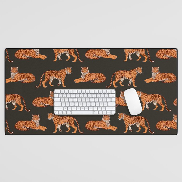 Tigers - Charcoal Black Desk Mat Gallery Image 1
