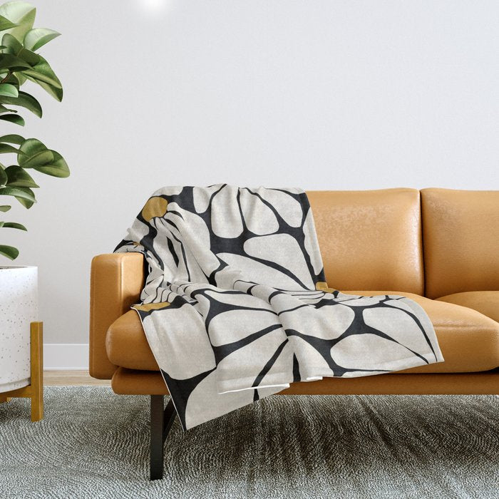 Wild Bloom - neutrals Throw Blanket Gallery Image 1