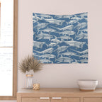 just sharks cobalt denim Wall Tapestry Gallery Image 2