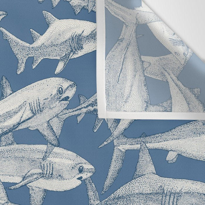 just sharks cobalt denim Wall Tapestry Gallery Image 3