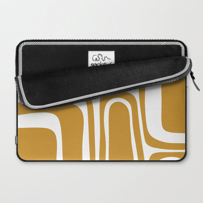 Palm Springs Midcentury Modern Abstract Pattern in Mustard Gold and White Laptop Sleeve Gallery Image 2