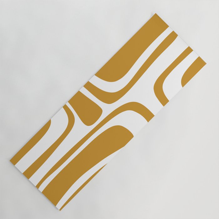 Palm Springs Midcentury Modern Abstract Pattern in Mustard Gold and White Yoga Mat Gallery Image 1