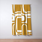 Palm Springs Midcentury Modern Abstract Pattern in Mustard Gold and White Window Curtain Gallery Image 3