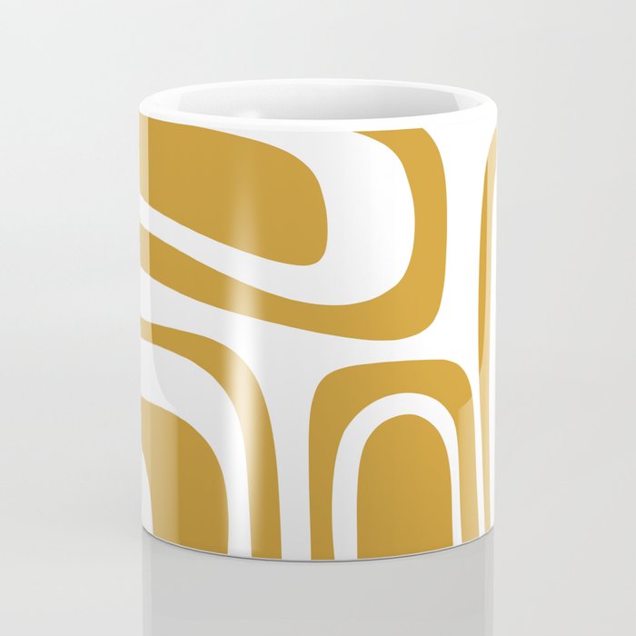 Palm Springs Midcentury Modern Abstract Pattern in Mustard Gold and White Coffee Mug Gallery Image 4