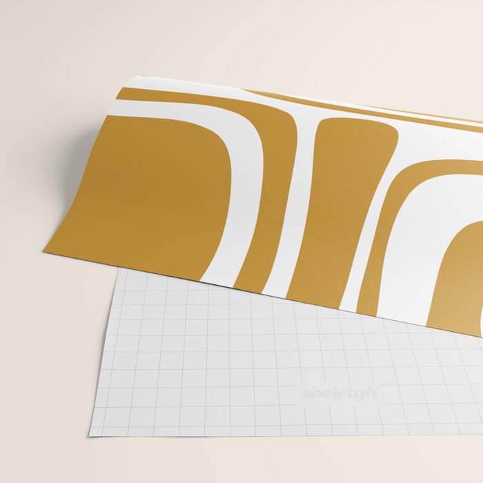 Palm Springs Midcentury Modern Abstract Pattern in Mustard Gold and White Wrapping Paper Gallery Image 2