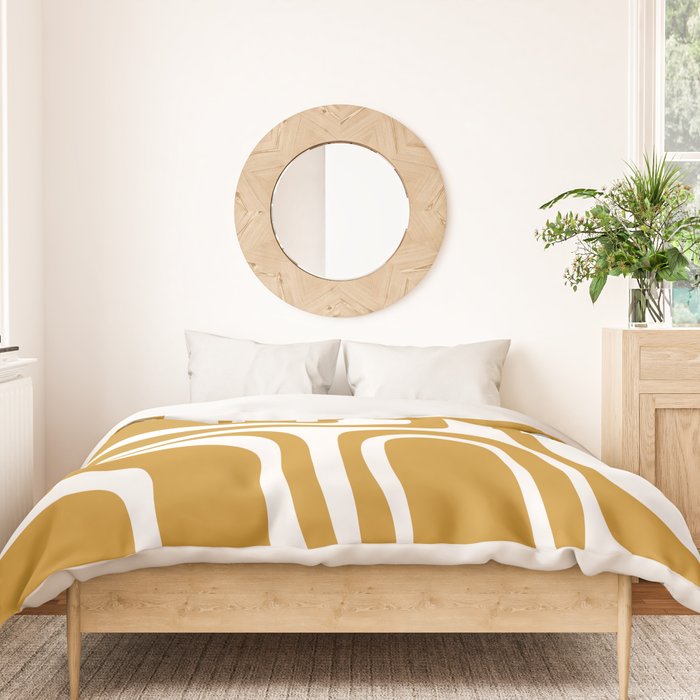 Palm Springs Midcentury Modern Abstract Pattern in Mustard Gold and White Duvet Cover Gallery Image 3