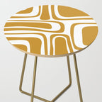 Palm Springs Midcentury Modern Abstract Pattern in Mustard Gold and White Side Table Gallery Image 2