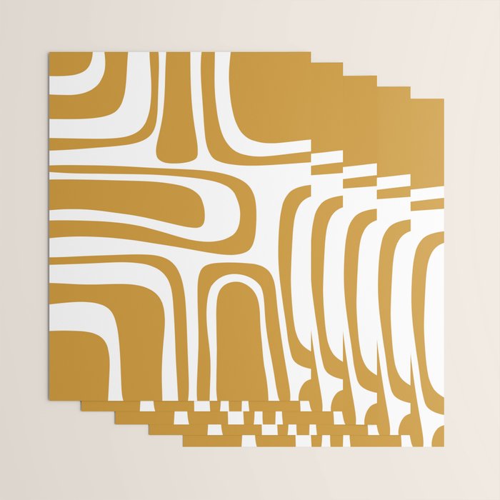 Palm Springs Midcentury Modern Abstract Pattern in Mustard Gold and White Wrapping Paper Gallery Image 3