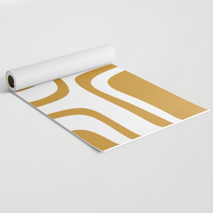 Palm Springs Midcentury Modern Abstract Pattern in Mustard Gold and White Yoga Mat Gallery Image 2