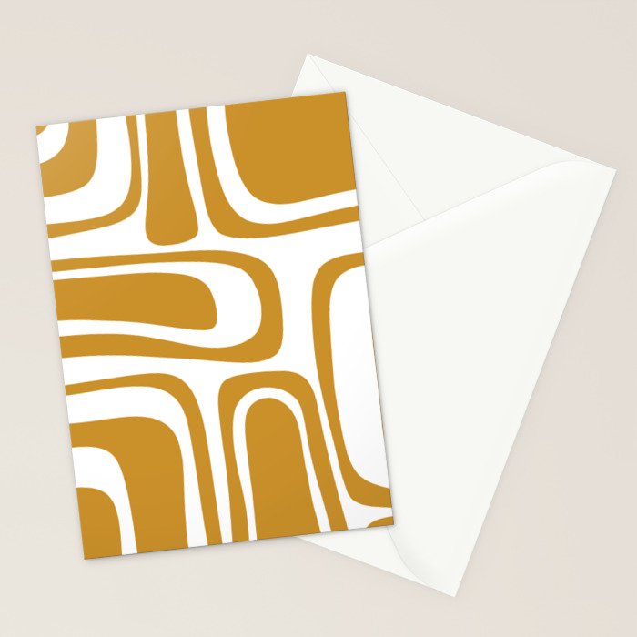 Palm Springs Midcentury Modern Abstract Pattern in Mustard Gold and White Stationery Card Gallery Image 2