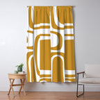 Palm Springs Midcentury Modern Abstract Pattern in Mustard Gold and White Window Curtain Gallery Image 5