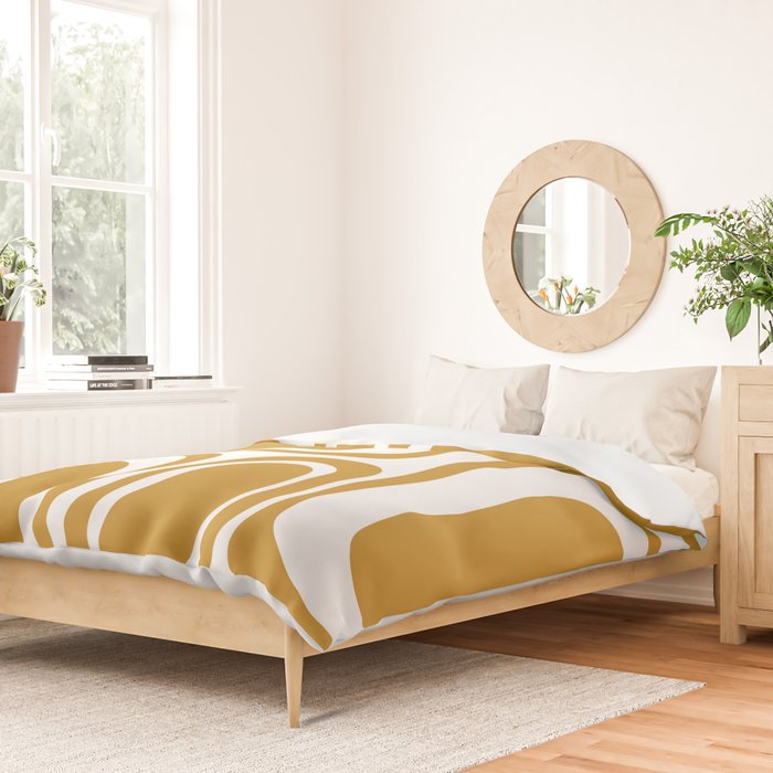 Palm Springs Midcentury Modern Abstract Pattern in Mustard Gold and White Duvet Cover Gallery Image 2