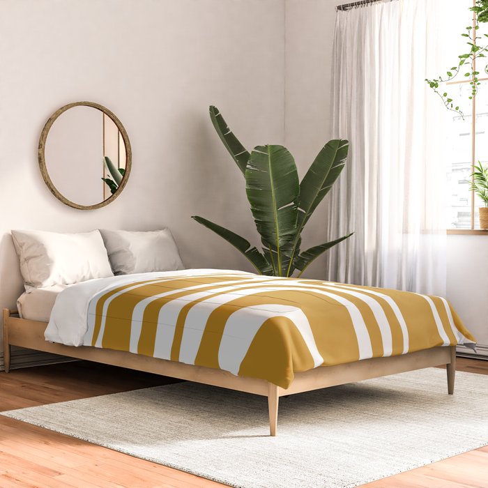 Palm Springs Midcentury Modern Abstract Pattern in Mustard Gold and White Comforter Gallery Image 2