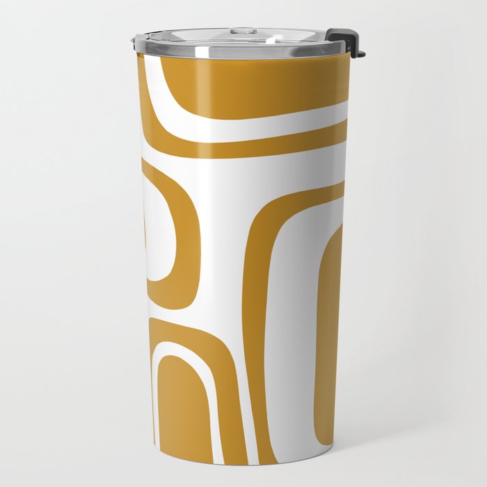 Palm Springs Midcentury Modern Abstract Pattern in Mustard Gold and White Travel Mug Gallery Image 2