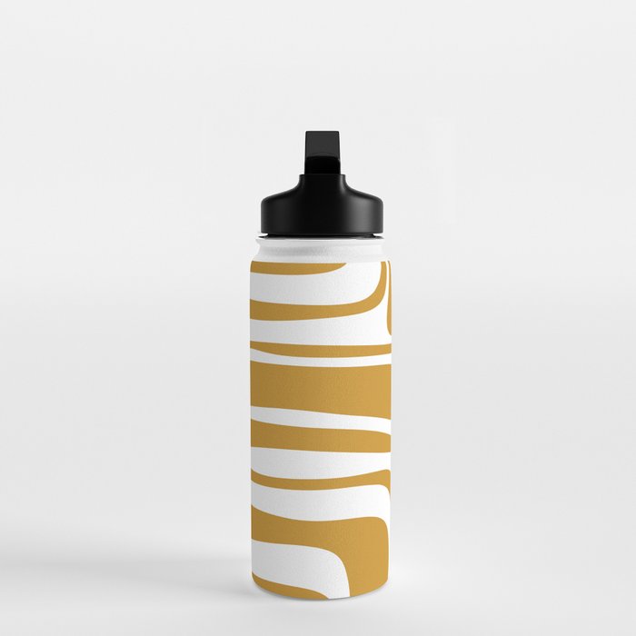 Palm Springs Midcentury Modern Abstract Pattern in Mustard Gold and White Water Bottle Gallery Image 3
