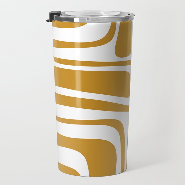 Palm Springs Midcentury Modern Abstract Pattern in Mustard Gold and White Travel Mug Gallery Image 3