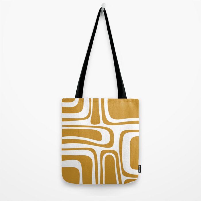 Palm Springs Midcentury Modern Abstract Pattern in Mustard Gold and White Tote Bag Gallery Image 2