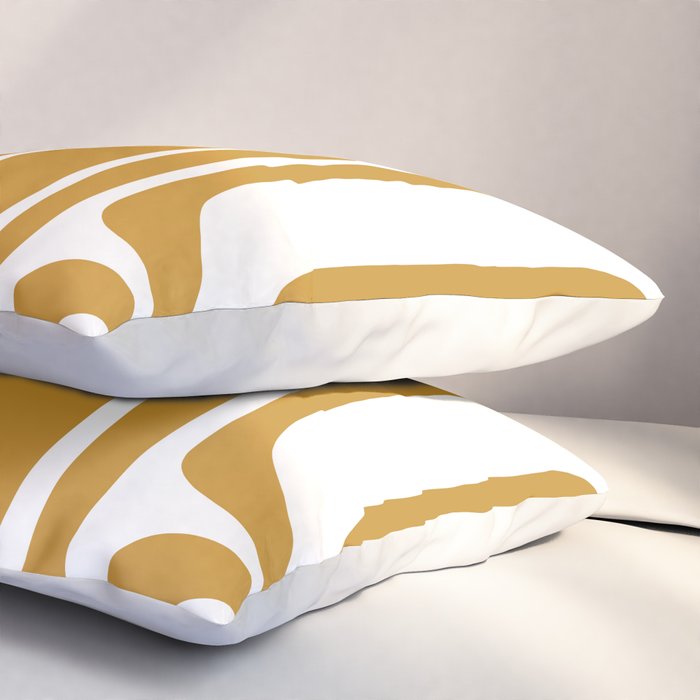 Palm Springs Midcentury Modern Abstract Pattern in Mustard Gold and White Pillow Sham Gallery Image 3