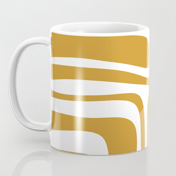 Palm Springs Midcentury Modern Abstract Pattern in Mustard Gold and White Coffee Mug Gallery Image 3