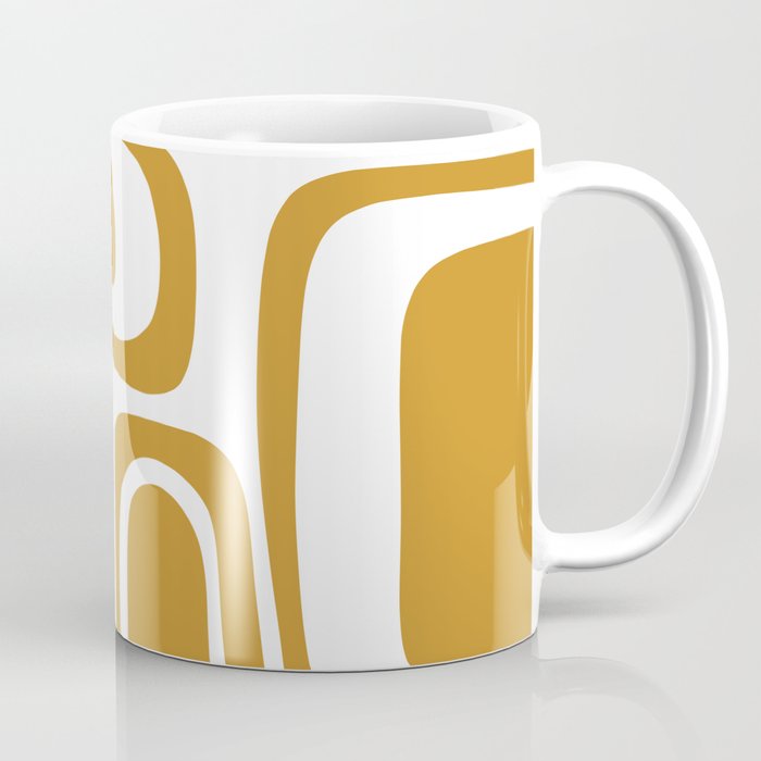 Palm Springs Midcentury Modern Abstract Pattern in Mustard Gold and White Coffee Mug Gallery Image 1