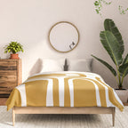 Palm Springs Midcentury Modern Abstract Pattern in Mustard Gold and White Comforter Gallery Image 3