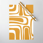 Palm Springs Midcentury Modern Abstract Pattern in Mustard Gold and White Wrapping Paper Gallery Image 1