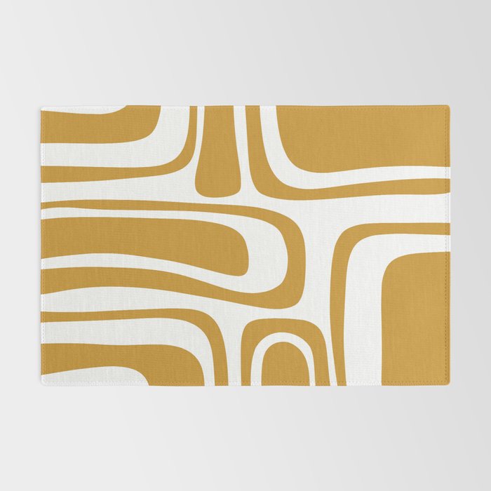 Palm Springs Midcentury Modern Abstract Pattern in Mustard Gold and White Rug Gallery Image 2