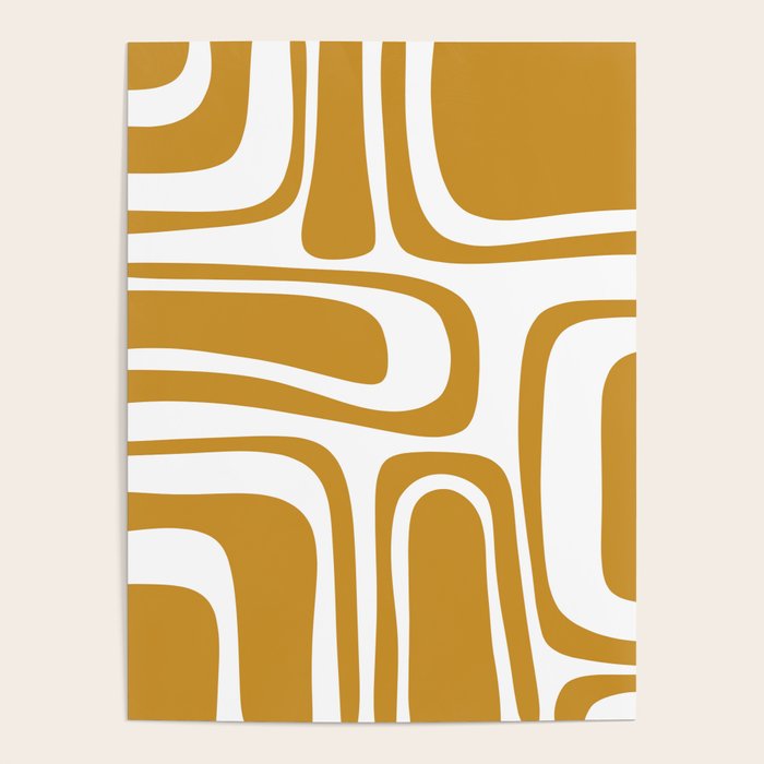 Palm Springs Midcentury Modern Abstract Pattern in Mustard Gold and White Poster Gallery Image 4