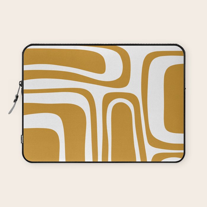 Palm Springs Midcentury Modern Abstract Pattern in Mustard Gold and White Laptop Sleeve Gallery Image 1