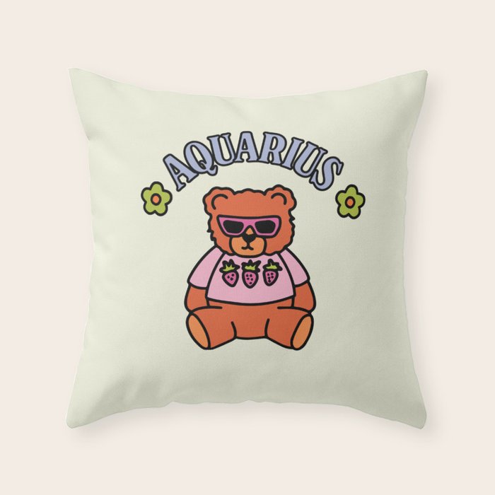 Aquarius Teddy Bear Throw Pillow Gallery Image 6