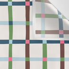 Windowpane Plaid Blue Green on Cream Wall Tapestry Gallery Image 3