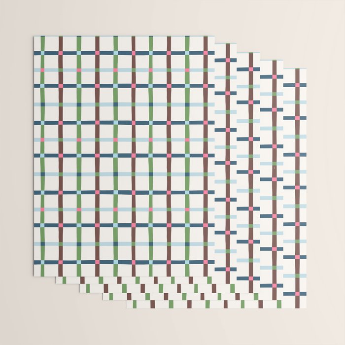 Windowpane Plaid Blue Green on Cream Wrapping Paper Gallery Image 3