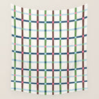 Windowpane Plaid Blue Green on Cream Wall Tapestry Gallery Image 4