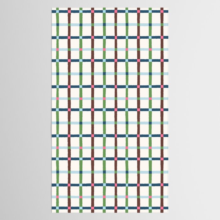 Windowpane Plaid Blue Green on Cream Tablecloth Gallery Image 2