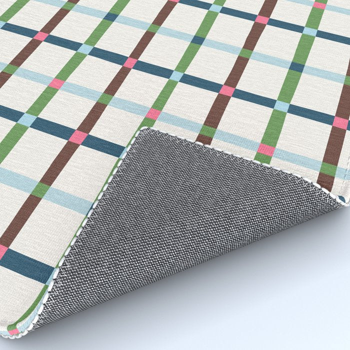 Windowpane Plaid Blue Green on Cream Rug Gallery Image 4