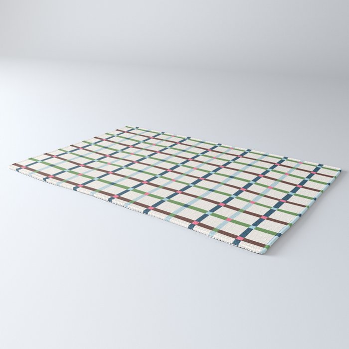 Windowpane Plaid Blue Green on Cream Rug Gallery Image 3